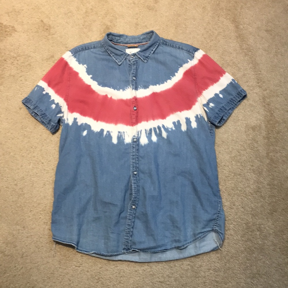 Koto Button Down Denim Tie Dye Shirt